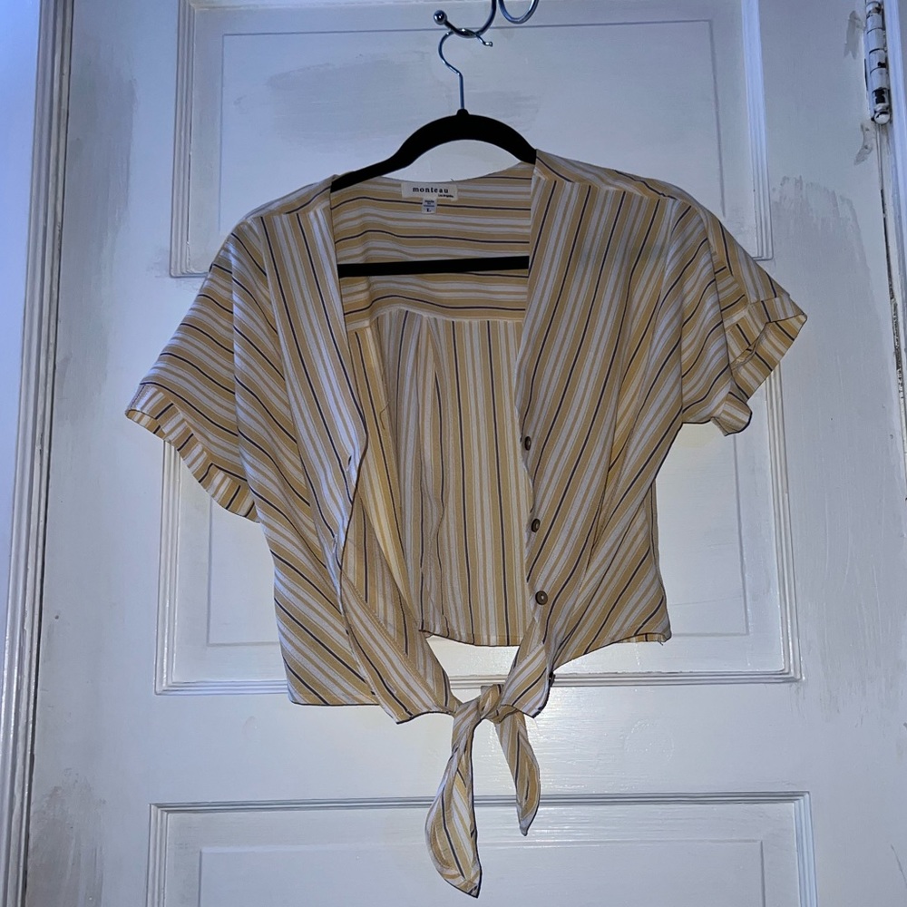 Yellow open button down